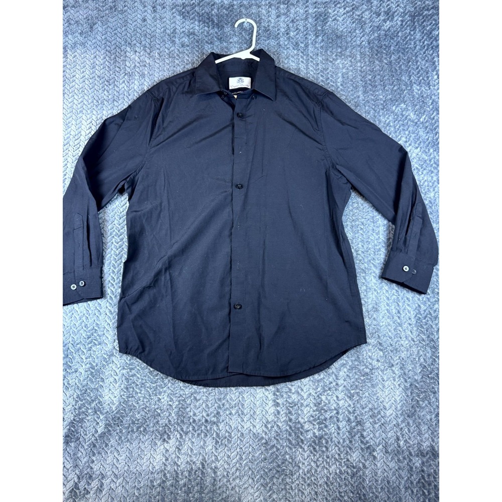 English Laundry Dress Shirt Mens 16-16.5 Black Cotton Slim Fit Wrinkle Resistant